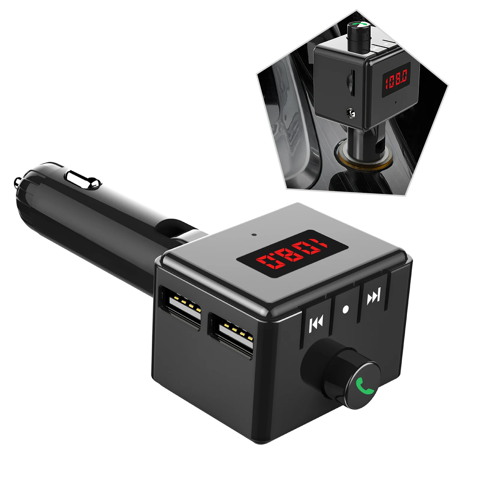 

Bluetooth FM Transmitter MP3 Player Dual USB Charger Handsfree Car Kit With 2 USB Ports Clear Digital Display Screen for Auto