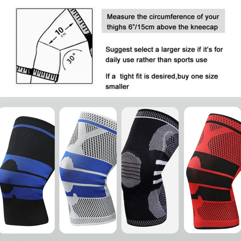 

1 Piece Silicone Knee Pads Strap Knee Braces for Arthritis Knee Pads for Joints Support Meniscus Compression Protection Sport