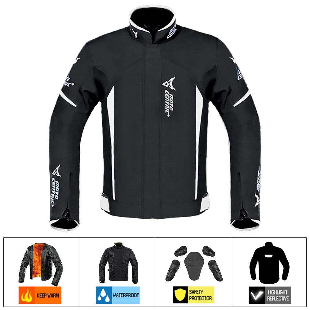 1702-White Jacket MOTOCENTRIC мотоциклетная куртка+ штаны, мотоциклетная куртка, бронежилет, водонепроницаемая, для езды, для гонок, Jaqueta Chaqueta, защита - Цвет: 1702-White Jacket