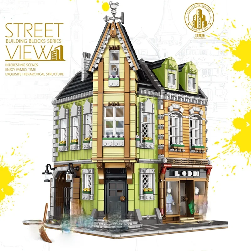 Zhegao QL0919-24 City Stree View Series угловой торговый центр старый паб строительный блок