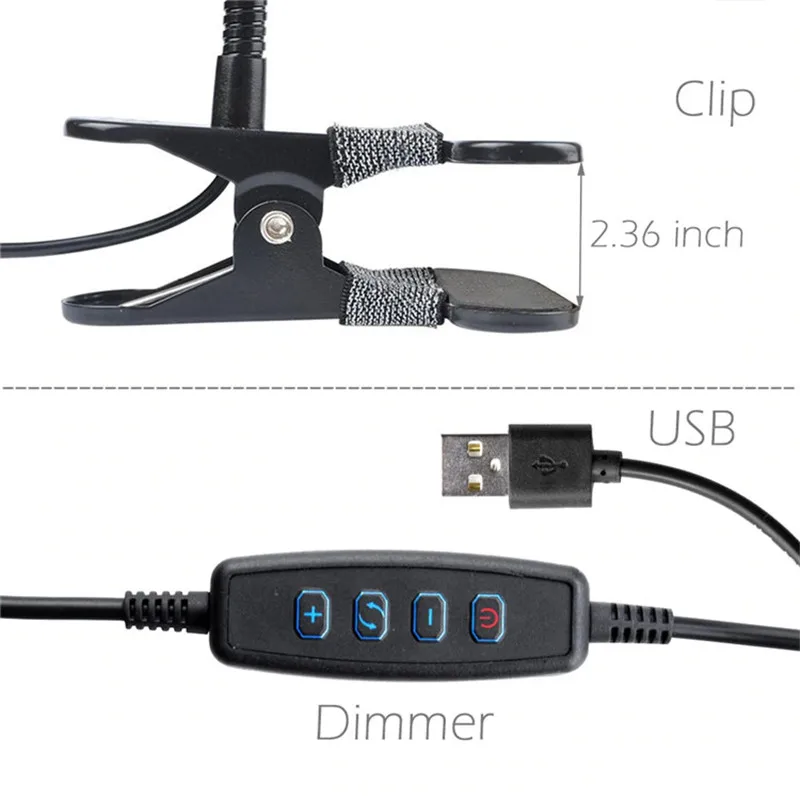 Светодиодный настольный светильник с зажимом для портативной диммируемой