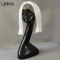 linna white color synthetic hair lace front wigs for women natural hairline short straight bob wigs daily party cosplay wig