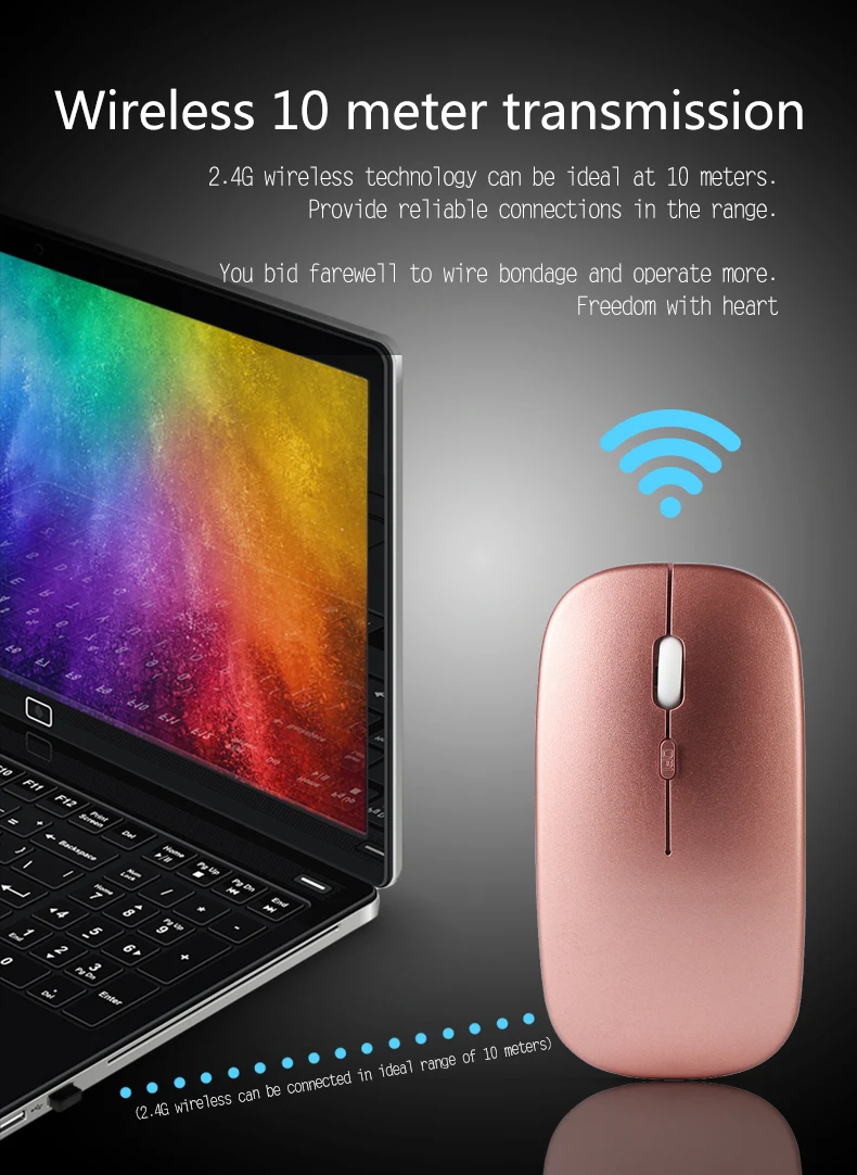 

2.4G Wireless Mouse Ultra-Thin Silent Mute Office Notebook Mice Opto-electronic for Home Office Rechargeable Charging