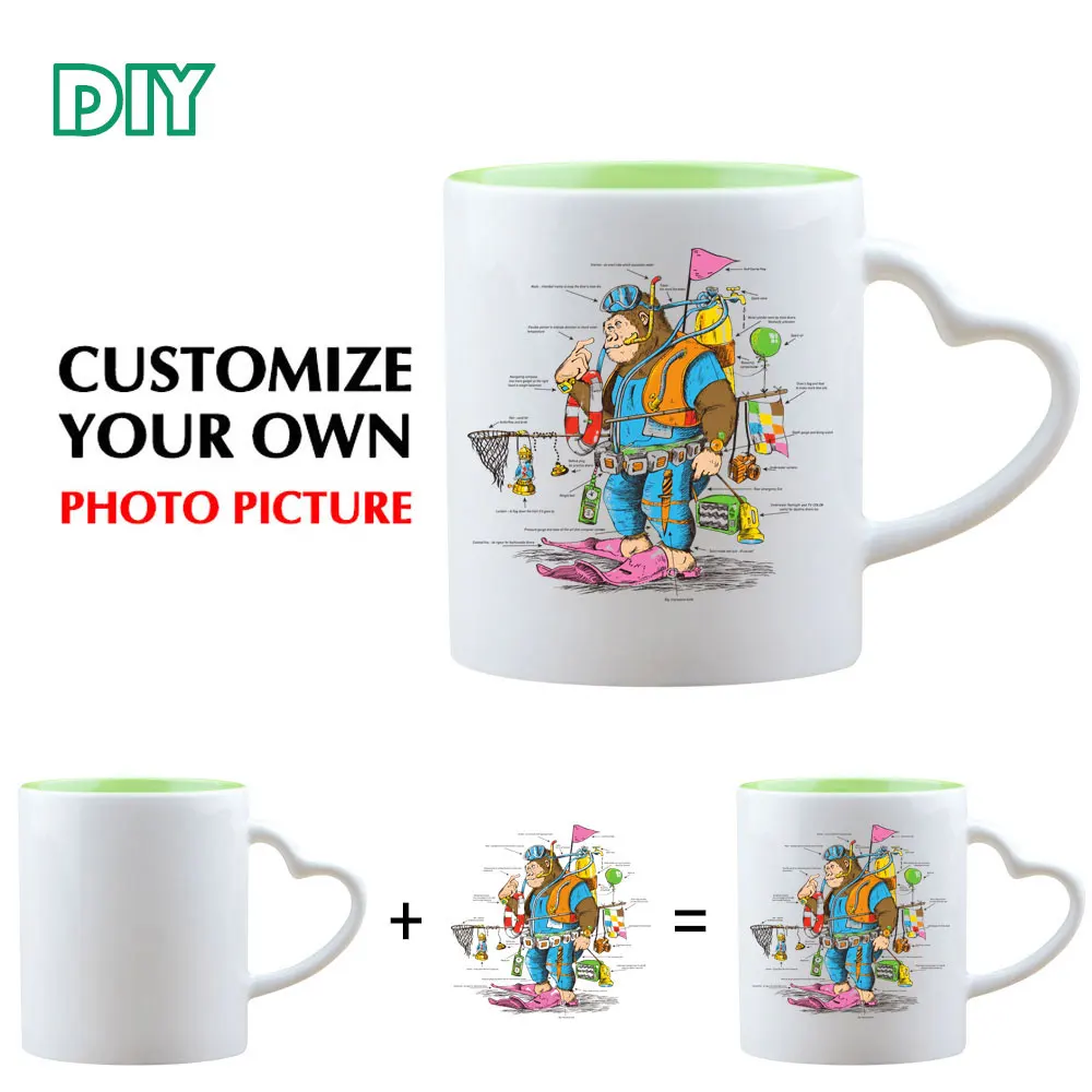 11 унций керамическая белая чашка внутренняя разноцветная Ручка рекламный