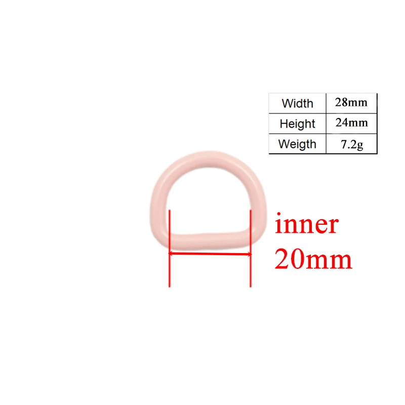 

100pcs/lot Metal Pink D ring DIY for dog collar 20mm connection metal buckle DIY half ring belt buckle CDK20P