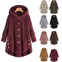 womens plus size hooded thick knitted cardigan long sleeved winter warmth thickened plus fleece hooded cloak sweater coat