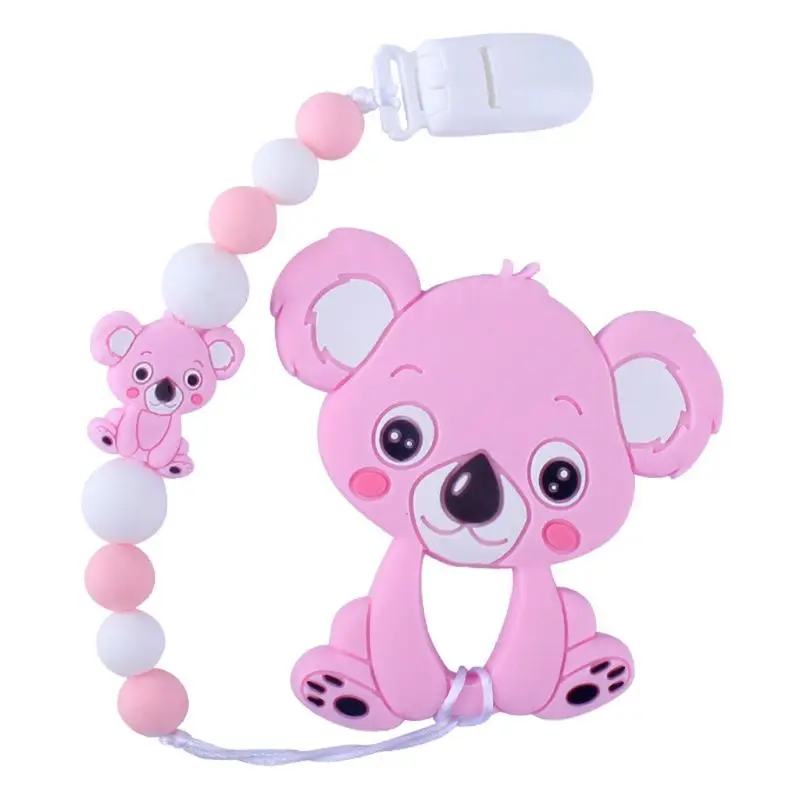 Младенцы молярная игрушка милый мультфильм животное коала зубной гель соска цепь Новорожденный ребенок силиконовый Прорезыватель для купания Подарки - Цвет: Розовый