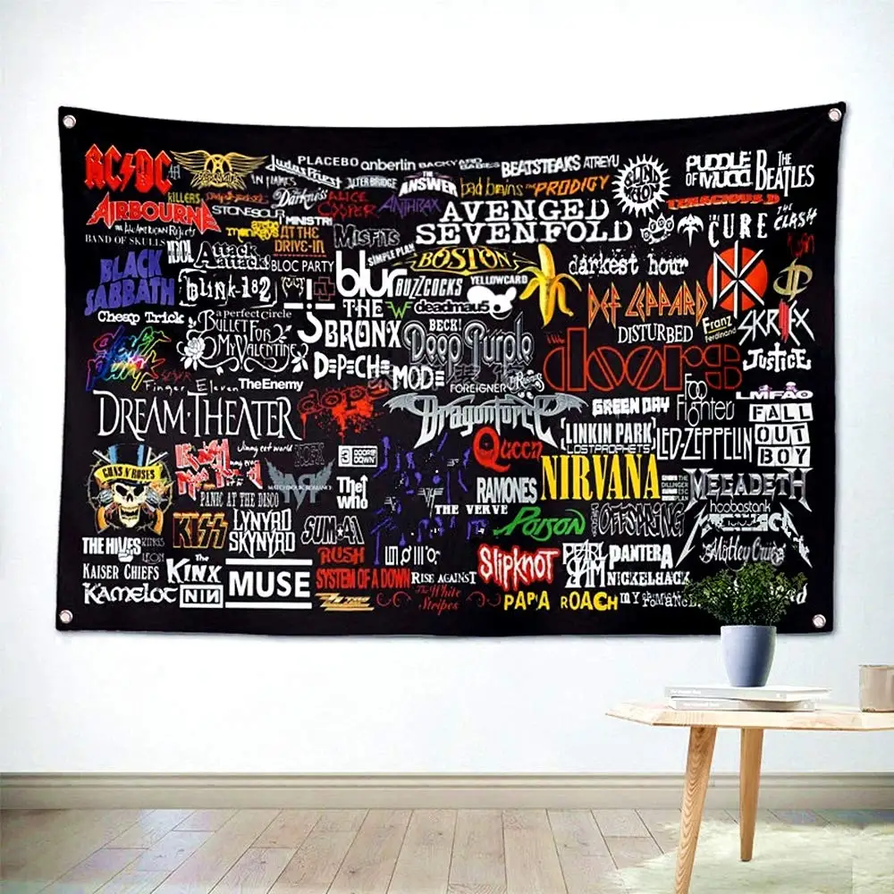 

Mixed Metal Band Logo Poster Decorative Banner Flag Hip Hop Rap Art Rock Reggae Music Art work Painting Bar Cafe Home Decoration