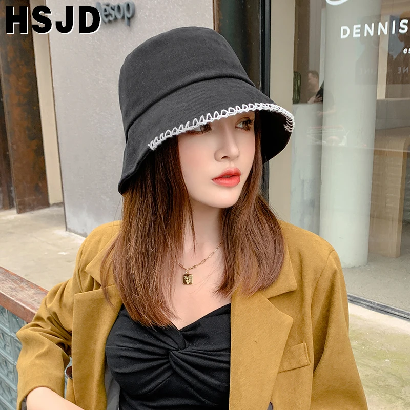 Korea Autumn Winter Bucket Hat Women's Hats Wide Brim Foldable Flat Fisherman hat Travel Sun Panama Cap New Fashion Female Caps