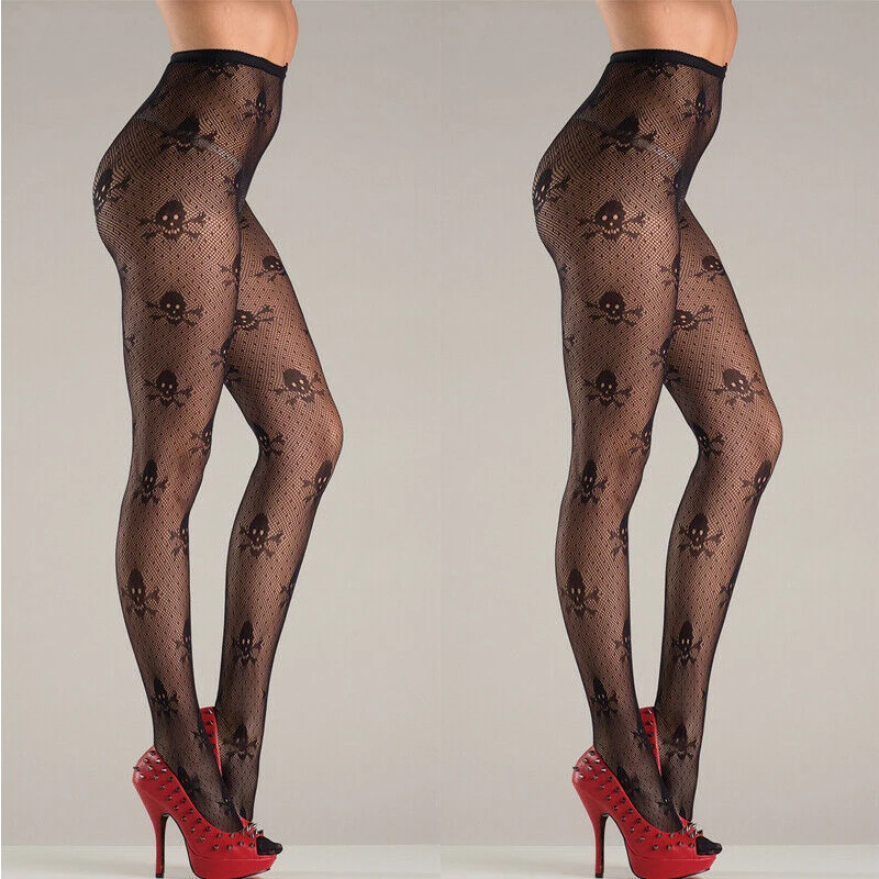 

Новые модные сексуальные женские колготки на Хэллоуин сетчатые чулки с принтом черепа Колготки женские носки колготки Экзотическая одежда