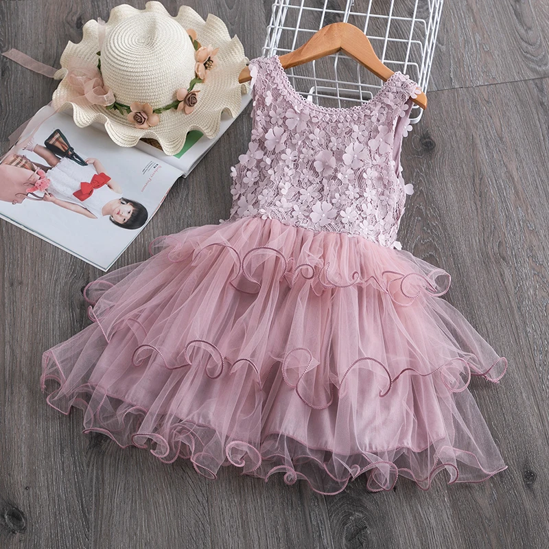 Baby Girls Clothes Little Princess Lace Cake Tutu Sashes Dress Summer Kids Birthday Pink Vestido Infantil Menina 3 5 8 Y | Детская