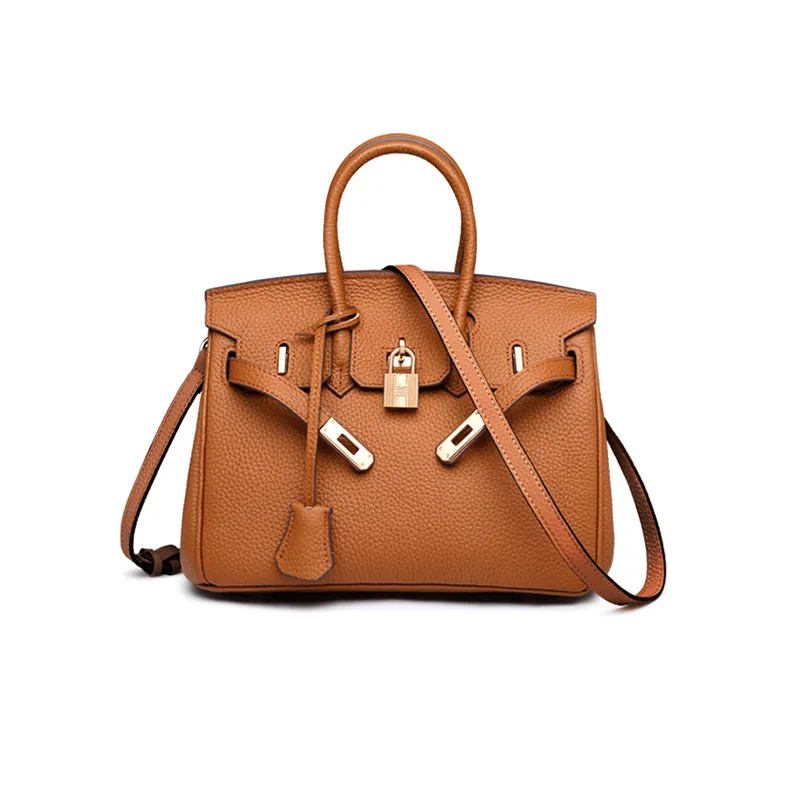 

Genuine leather handbag 25CM platinum bag luxury cowhide handbag fashion soft natural leather shoulder bag