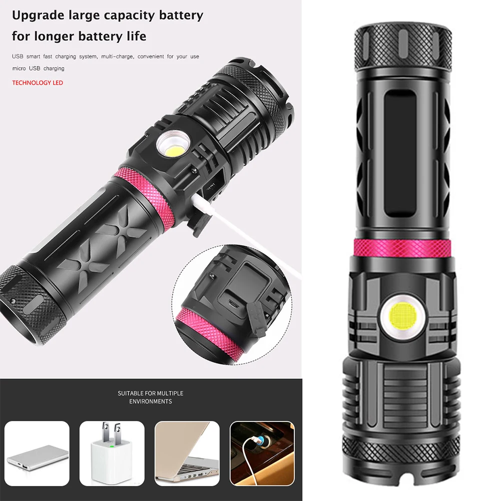 

XHP120 Flashlight Rechargeable COB Red Blue Green LED Hunting Fishing Hand Lamp Waterproof Torch Flash Light