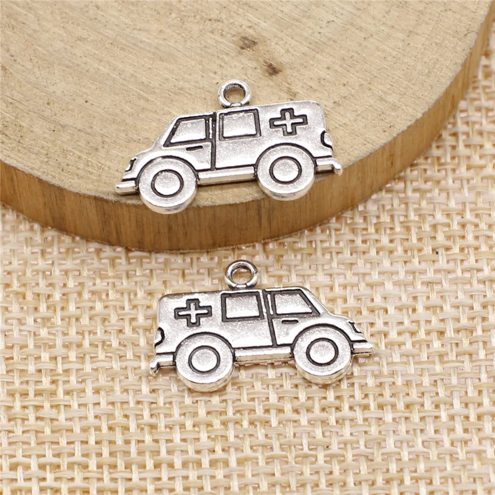 

free shipping 36pcs 13x22mm antique silver ambulance charms diy retro jewelry fit Earring keychain hair card pendant accessories