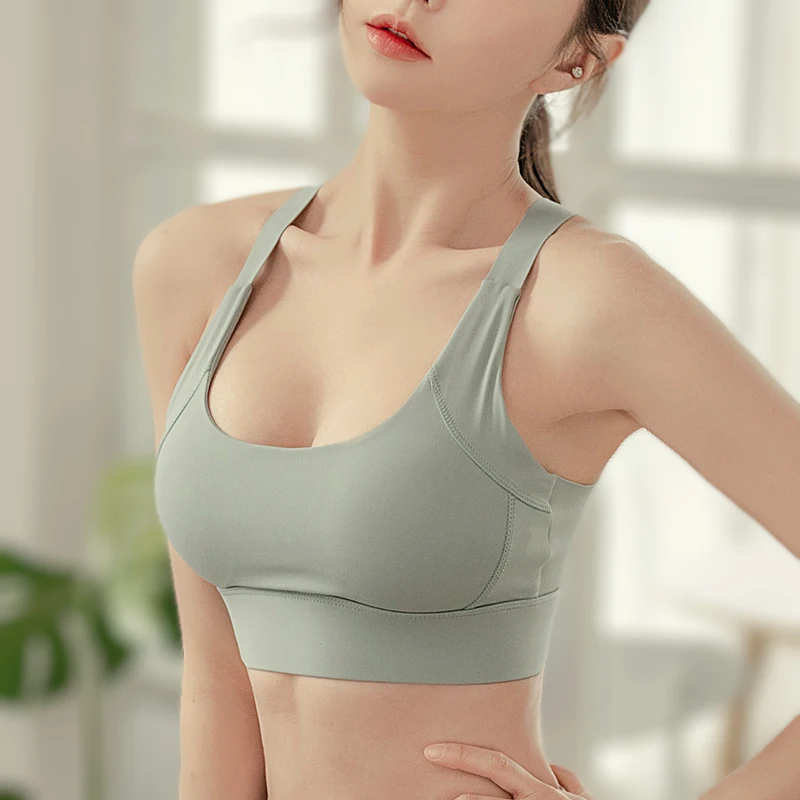 

ISIYUAN Women Padded Athletic Yoga Vest Fitness Crop Tops Essential Plain Workout Gym bra Sports Bras Running Brassiere clothes