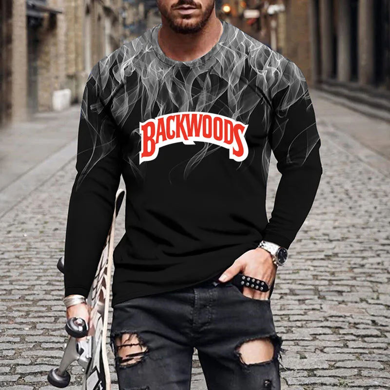 

Men 3D Digital PrinTing T-shirt Gradient Color Long Sleeve Quick Drying Slim Fit Top O-Neck Autumn And Winter Oversized Tee Shir