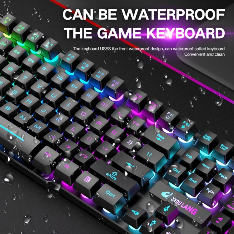 

2.4G Wireless Gaming Keyboard and Mouse Set Colorful LED Breathing Light Keypad P9YA