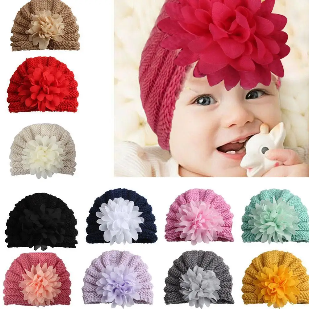 

Baby Hat Knitted Winter Baby Hat Infant Girl Boy Winter Beanie Flower Warm Cap Baby Beanie Turban Hats Baby Accessories