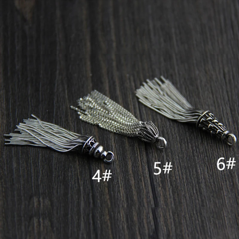 925 Sterling Silver Snake Chain Tassel Earring Pendant Fashion Vintage Charms Accessories Bracelet Necklace DIY Jewelry Making