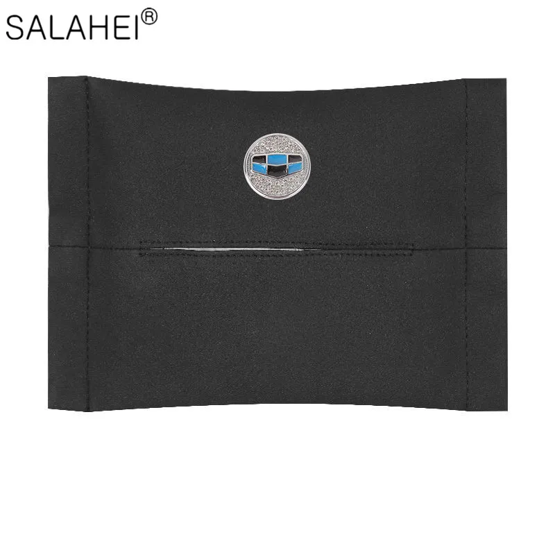 

For Geely Atlas Coolray Mk Cross Boyue NL3 X6 EX7 Emgrand X7 SUV GS GT GC9 Car Logo Diamonds Tissue Boxes Organizer Storage Bag