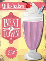 the best in town creamy milkshakes vintage tin sign