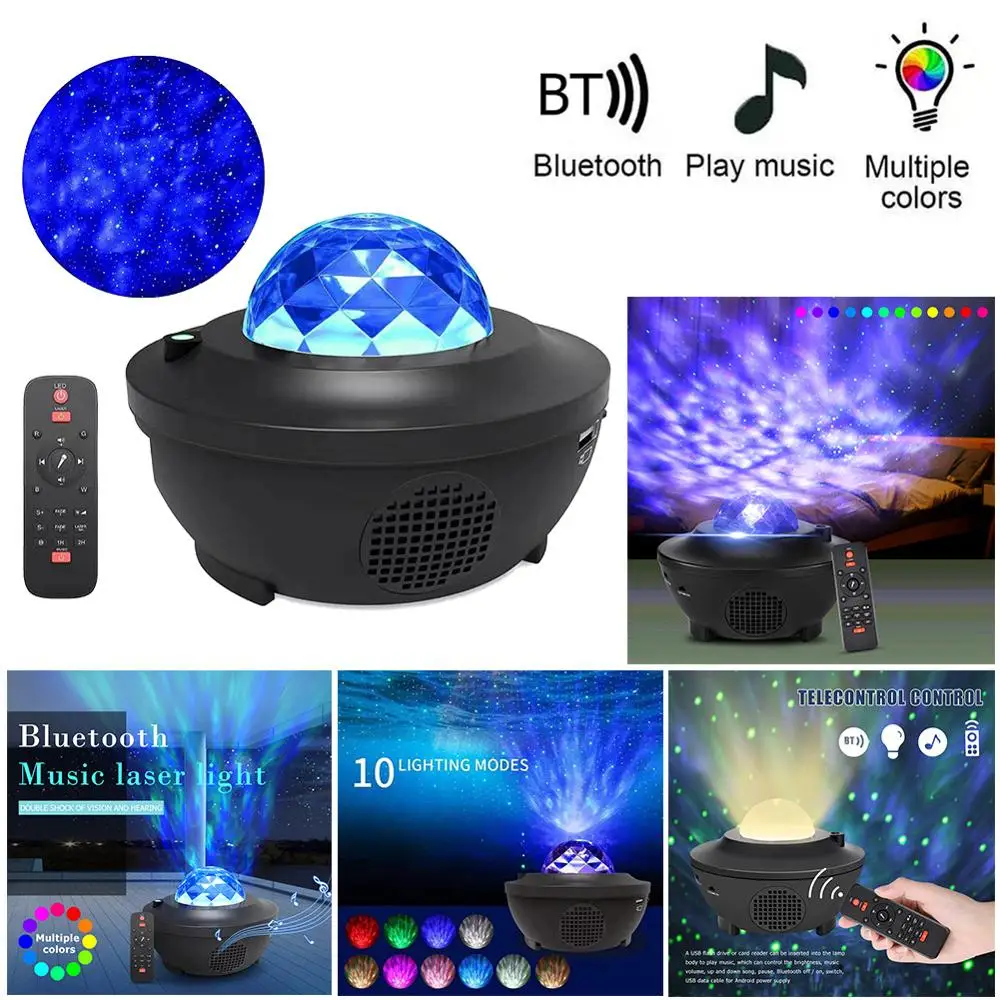 Проектор «звездное небо», проектор bluetooth, USB, голосовое управление, музыкальный проигрыватель, светодиодный ночник, USB зарядка, проекционная ... от AliExpress RU&CIS NEW