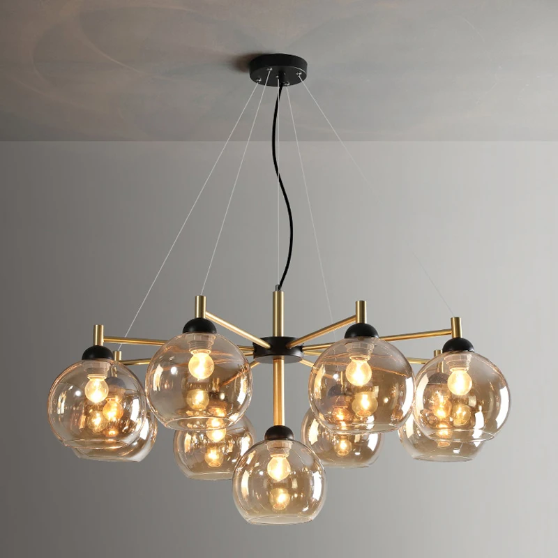 

ModernNorthernEuropeSphericalGlass LampshadeChandelierAmberLivingRoomLEDLightingDecorative LightsBedroomDiningRoomCeiling lights