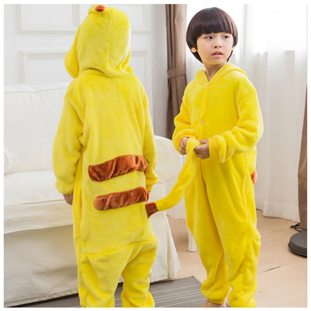 L016 Зимняя теплая Пижама с животными детская пижама с единорогом, радугой, звездами, животными для девочек пижама с покемонами для мальчиков 8, 10, 12 лет - Цвет: L016
