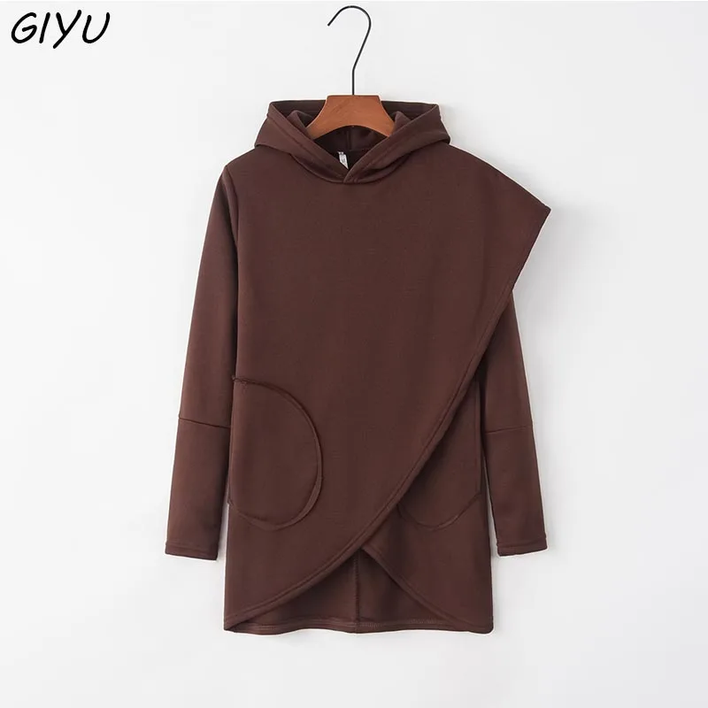 Women Autumn Winter Personality Hoodies T Shirt Tops Plus Size 2019 Clothing Velvet Casual Irregular Femme | Женская одежда