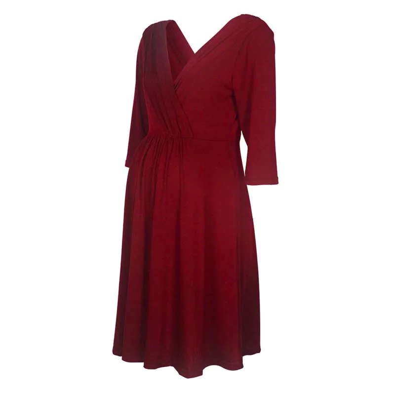 

Maternity wear comfortable pregnancy breastfeeding cotton evening dress dress pregnant women high waist folding
