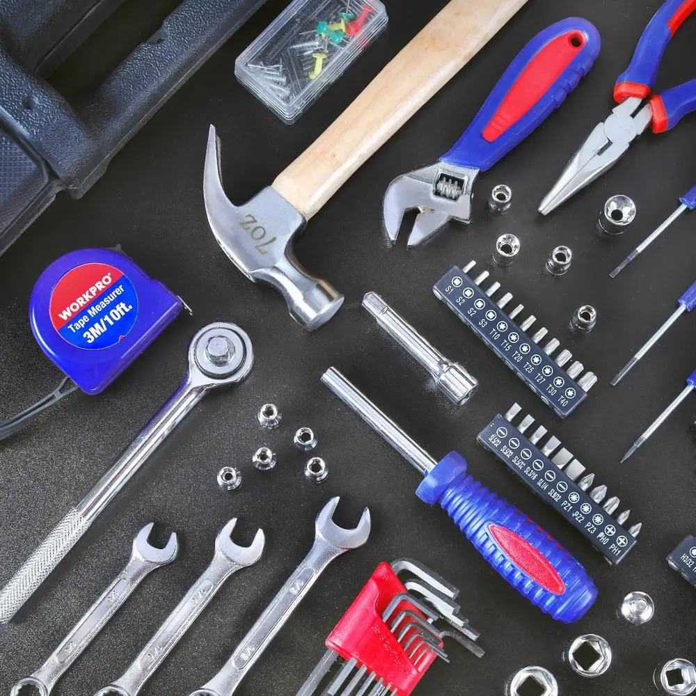 WORKPRO 165 шт. домашние Инструменты Набор бытовых инструментов гаечный ключ Отвертка