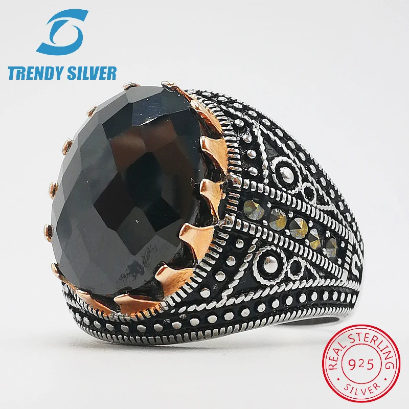 Серебро 925 Изящные Ювелирные изделия мужские кольца аксессуары черный овальный