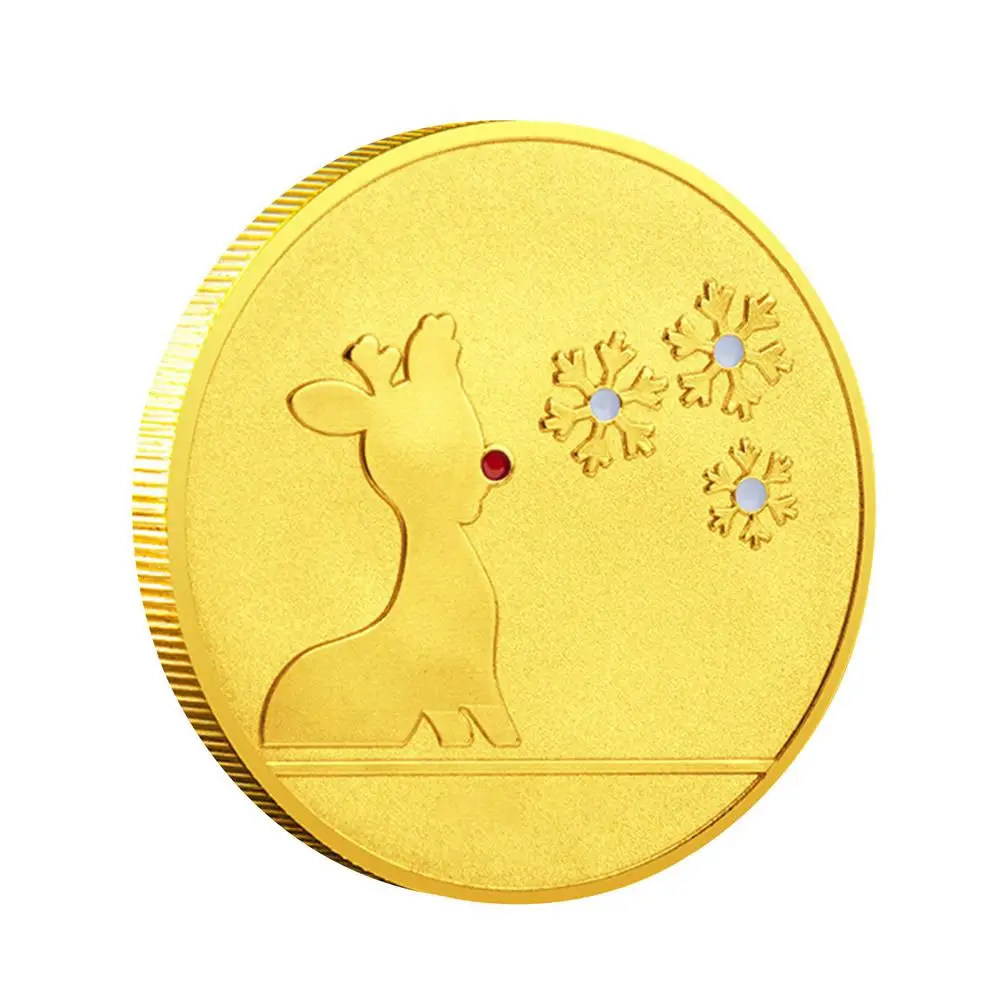 Christmas Commemorative Coin Collection Coins with Santa Claus and Reindeer Arts Souvenir Gift Badge Christ | Дом и сад