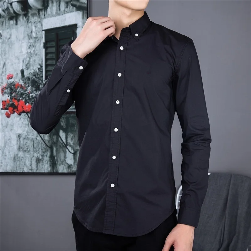 

QQMen's Luxury polo Shirt Pony Mark Business Casual Shirt Thin Cotton Design Brand Solid Color Shirt Embroidery Pony Mark Long