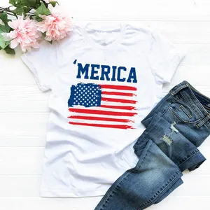 Летняя женская футболка с рисунком флага, американская одежда, футболка с графическим рисунком, футболка с коротким рукавом, Женский Топ, женская одежда