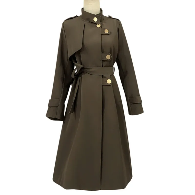 

Mid-Length Windbreaker Coat Womens 2021 Spring Autumn New Korean Fashion Loose Casual All-Match Casual Trench Coats Female A313