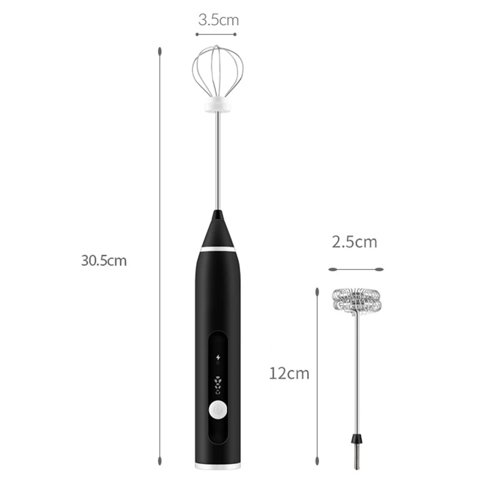 

2Pcs Electric Milk Frother USB Adjustable 3 Speeds Handheld Foam Maker Egg Mixer Stainless Steel Balloon Whisk Kitchen Tool