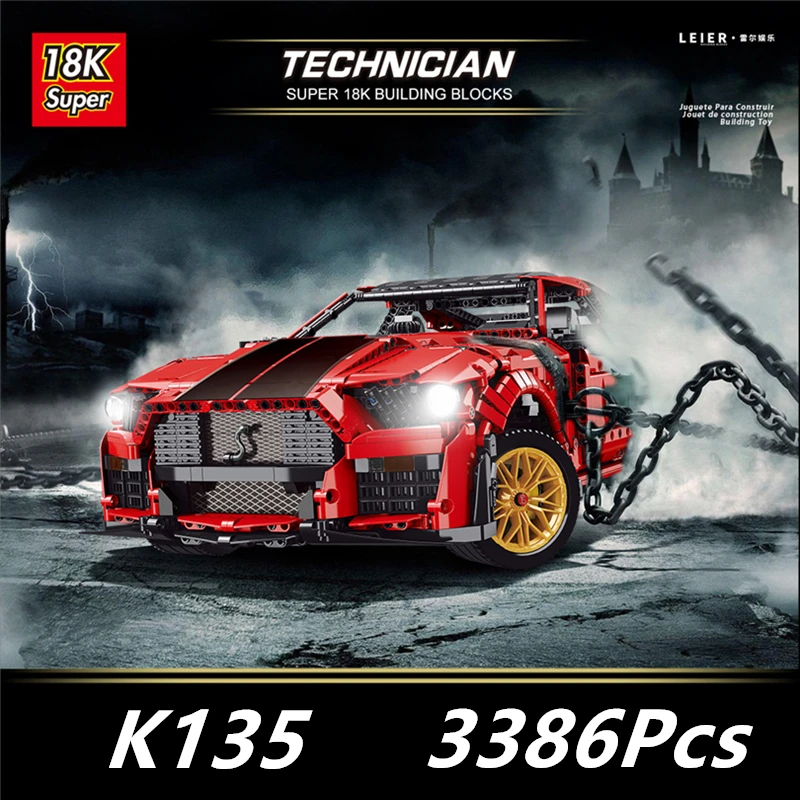 

IN STOCK High-tech 18K K135 Shelby GT500 Super Racing Car Model Creative Technology MOC 50047 50414 Building Blocks Bricks Toys