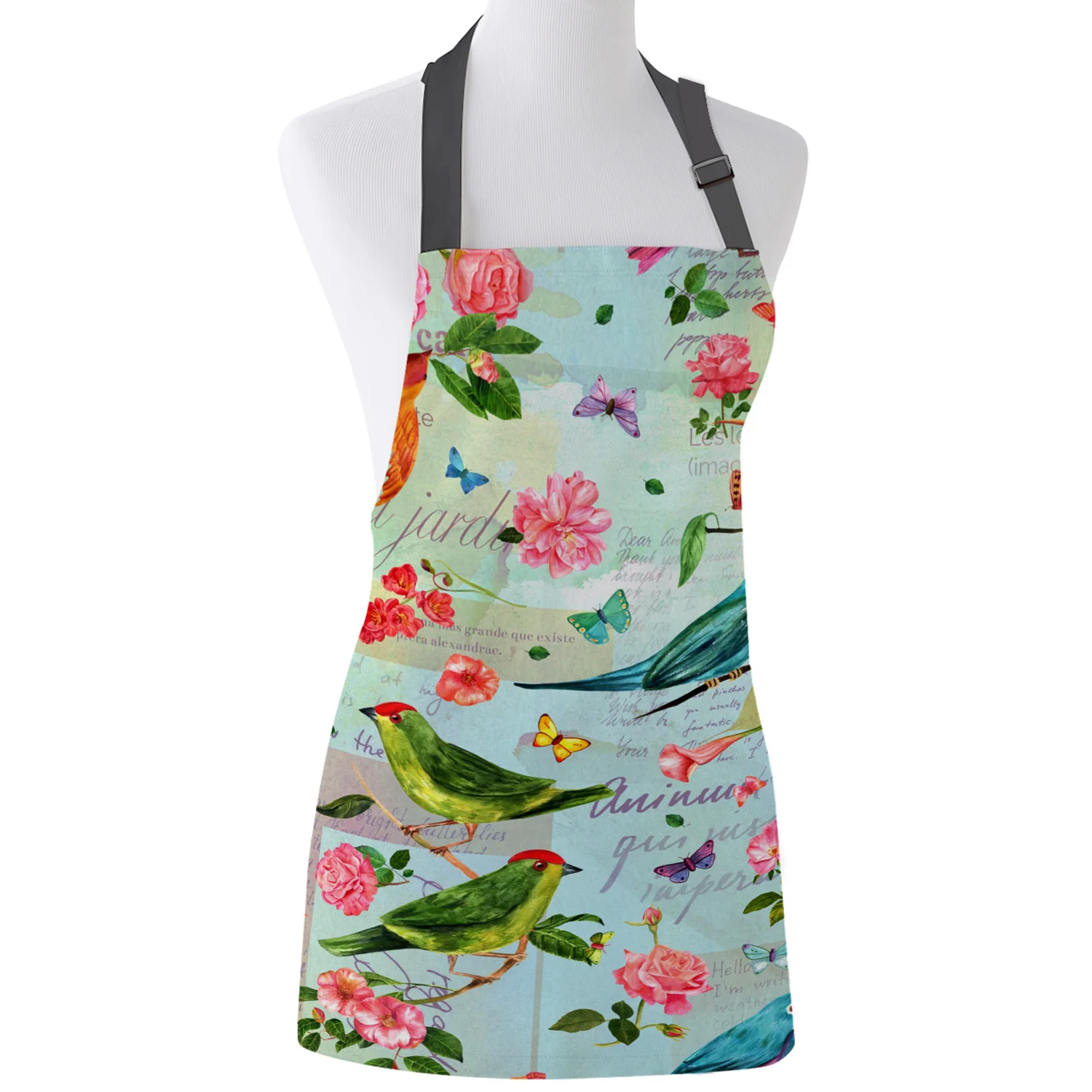 Винтажный французский фартук с принтом бабочки камелии кухонный нагрудник