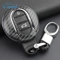 carbon fiber abs key case cover for mini convertible countryman clubman f55 f56 f57 f60 f54 key case protective shell keychain