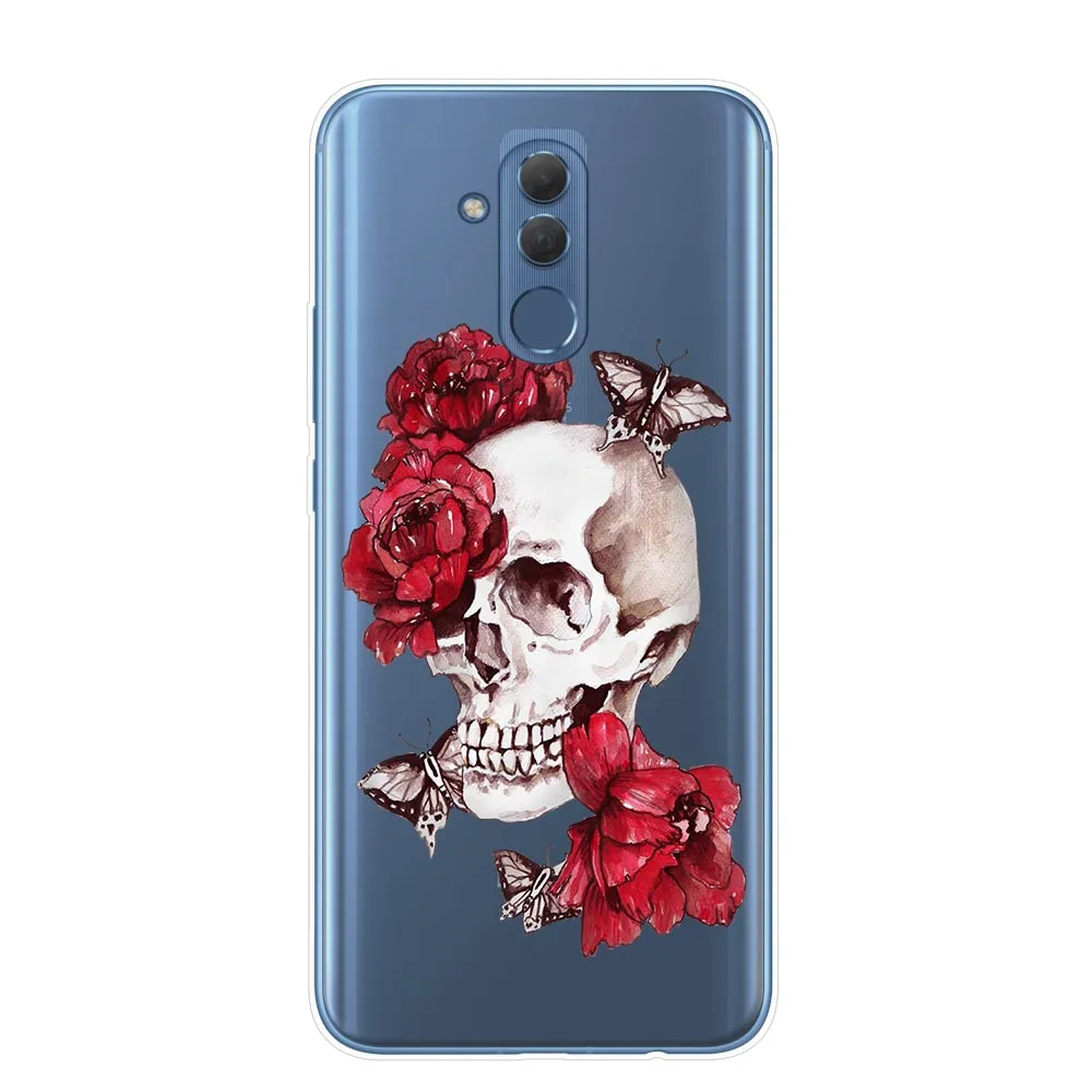 Мягкий силиконовый чехол в стиле ретро с рисунком черепа розами для Huawei P20 P30 Mate 10