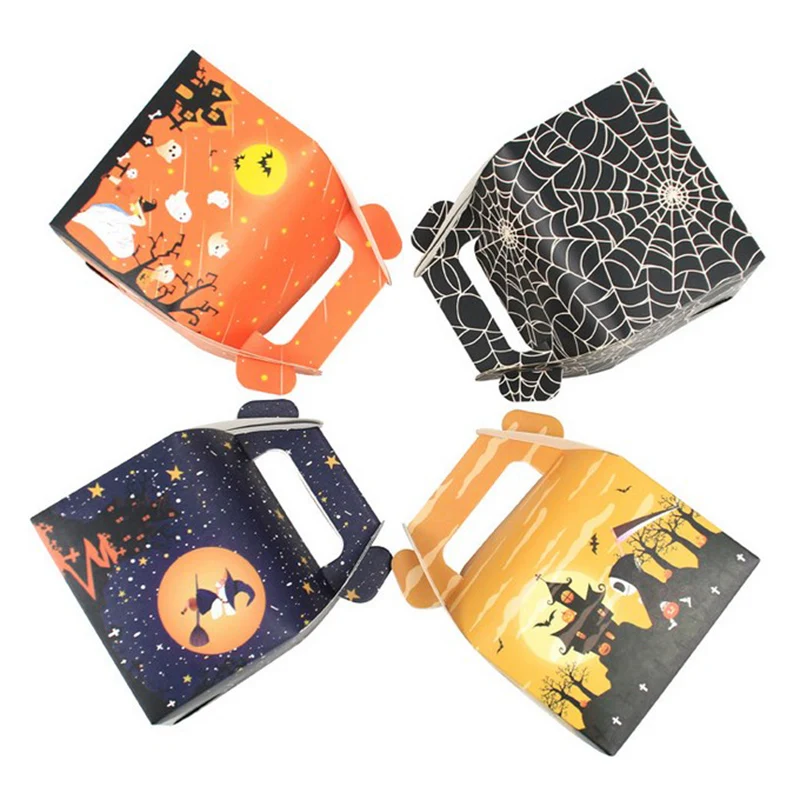 

20 штук крафт Бумага Счастливого Хэллоуина украшения коробка для лечения сумки ремесло торт фигурки жениха и невесты; Печенья резаки тыквенный призрак вечерние свадебные сувениры