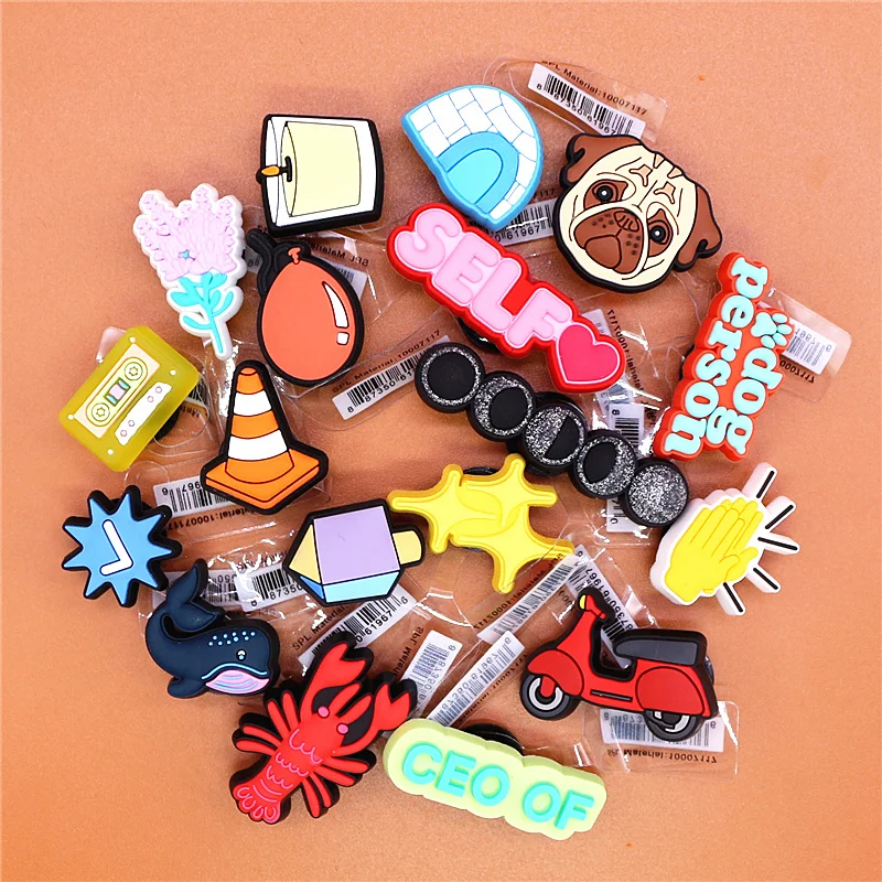 Person Dog Pug Croc Charms Cute Balloon Stars Barricade Clapping Candle Shoe Accessories JIBZ Lavender Eclipse Clogs Decorations