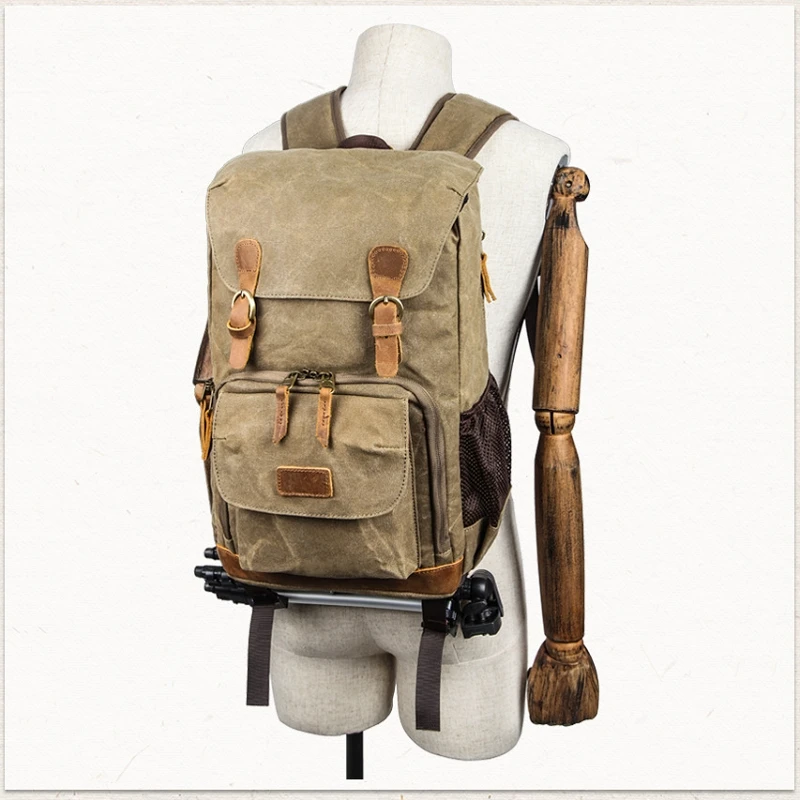vintage waterproof canvas dslr backpack outdoor travel men women photography shoulder camera bag large camera photo lens bag free global shipping