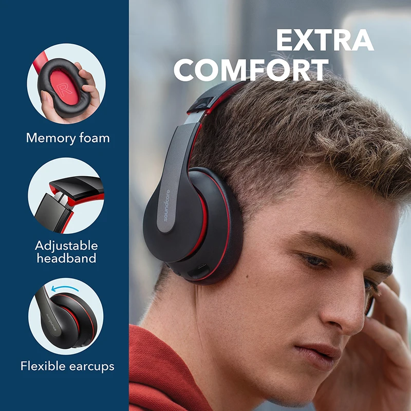 Беспроводные Bluetooth-наушники Anker Soundcore Life Q10 складные с высоким разрешением время
