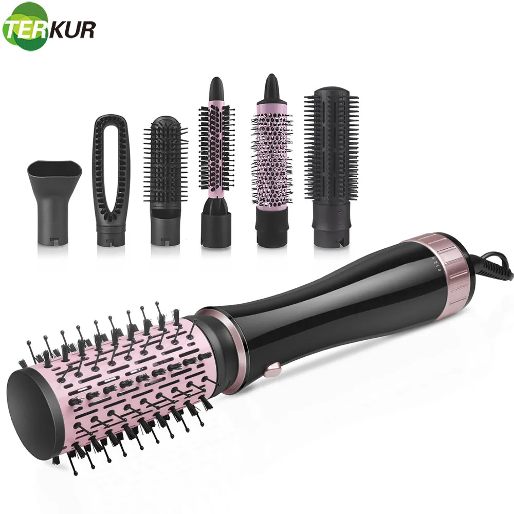 7 сменных насадок щетка с горячим воздухом электрическая для сушки волос