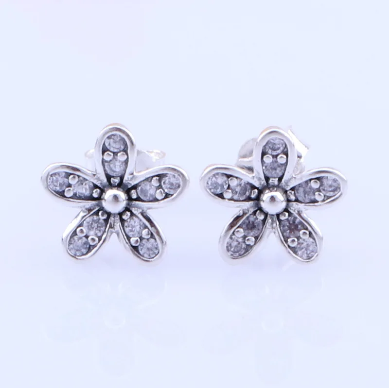 

Authentic S925 Sterling Silver Pan Earring Silver Lucky Clover Elegant Earrings For Women Wedding Party Gift Fashion Jewelry