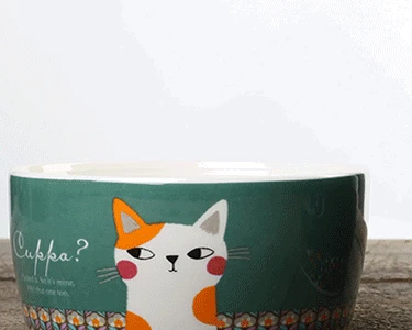 Bowl of cat food Миски для кошек, миски для корма и воды, Мультяшные керамические миски для кошек, собак и домашних животных, миска, подача воды пищи, товары для животных, joro - Цвет: Bowl of cat food