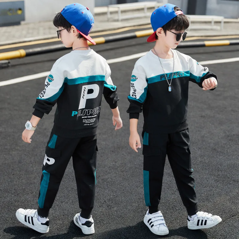 

Scoop Spring Summer Boys Clothing SuitsSweatshirts+ Pants 2pcs/Set Kids Jacket Teenager Sport LeisureTracksuit High Quality