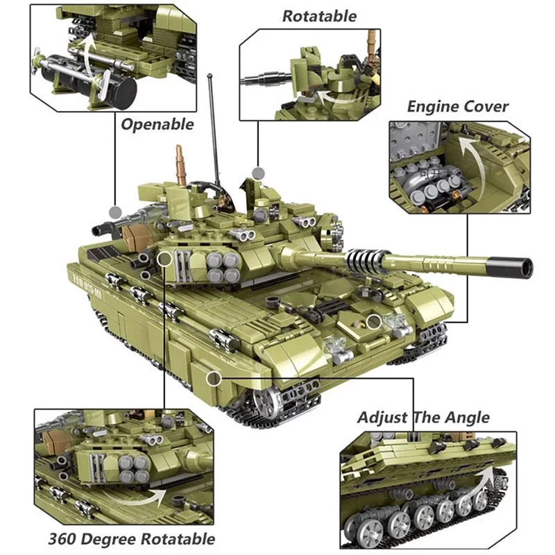 Военный русский армейский Танк T90 Panzer Tiger строительные блоки WW2 фигурки